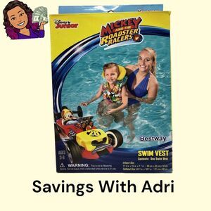 BESTWAY Mickey Roadster Racer Toddler Child Boy Girl Inflatable Swim Vest 3 to 6